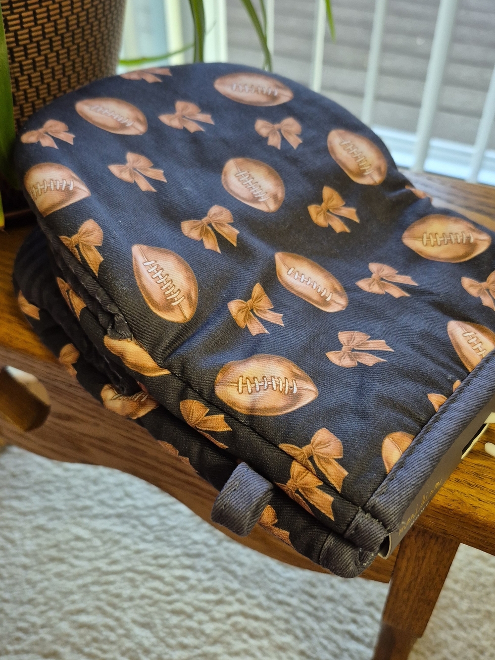 Black Football Print Mini Oven Mitts - Set of 2